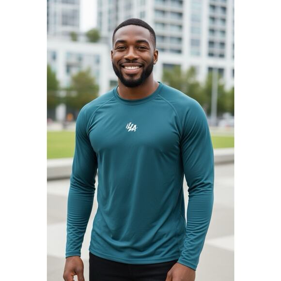 YoungLA Shirt Green Long Sleeve Performance Stretch Crew Neck Lightweight XL - Picture 1 of 9